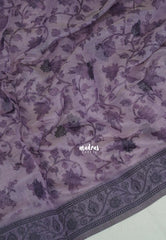 Soft Lavender Purple - Muslin Silk with Thread Weaving Pallu and Border with Floral Buttas - Perfect for Office Wear