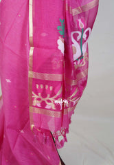 Rose Pink - Soft Muslin Silk Saree with Annam Weaving Pallu Small Border | Elegant Office Wear Saree