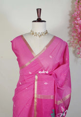 Rose Pink - Soft Muslin Silk Saree with Annam Weaving Pallu Small Border | Elegant Office Wear Saree