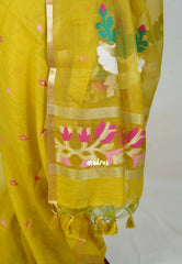 Greenish Yellow - Soft Muslin Silk Saree with Annam Weaving Pallu Small Border | Elegant Office Wear Saree
