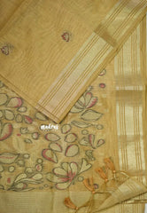 Muted Sandal - Soft Muslin Silk with Floral Weaving Pallu and Zari Border - Perfect for Office Wear | Summer Wear