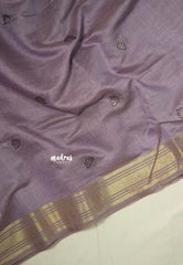 Lilac Lavender - Soft Muslin Silk with Floral Weaving Pallu and Zari Border - Perfect for Office Wear | Summer Wear