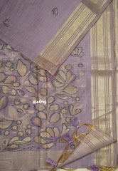 Lilac Lavender - Soft Muslin Silk with Floral Weaving Pallu and Zari Border - Perfect for Office Wear | Summer Wear