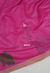 Rose Pink - Soft Muslin Silk with Floral Weaving with Small Border - Perfect for Office Wear