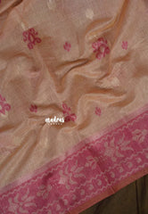 Powder Peach - Soft Muslin Silk with Heavy Weaving Border - Perfect for Office Wear