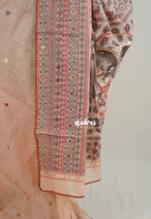Soft Peach - Soft Muslin Silk Saree Heavy Weaving Pallu and Mirror Work with Lace - Best for Office Wear | Casual Wear