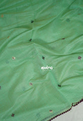 Mint Green - Soft Muslin Silk Saree Heavy Weaving Pallu and Mirror Work with Lace - Best for Office Wear | Casual Wear