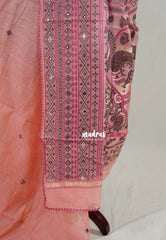 Coral Peach - Soft Muslin Silk Saree Heavy Weaving Pallu and Mirror Work with Lace - Best for Office Wear | Casual Wear