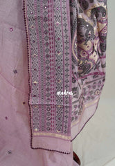 Creamy Mauve - Soft Muslin Silk Saree Heavy Weaving Pallu and Mirror Work with Lace - Best for Office Wear | Casual Wear