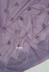 Pastel Lavender - Muslin Silk with Kantha Stich Weaving Pallu and Border with Buttas - Perfect for Office Wear