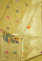 Sandal Glow - Soft Muslin Silk with Peacock Buttas and Meenakari Weaving Pallu - Perfect for simple occasions