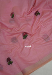 Lotus Pink - Soft Muslin Silk Saree with Lotus Weave & Small Border | Elegant Office Wear Saree