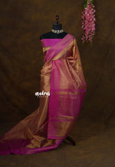 Dual Shade Gold  - Soft Organza Tissue Silk with Border - Best for Wedding Functions