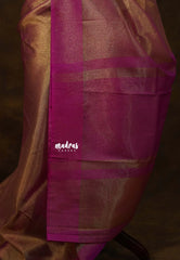 Dual Shade Gold  - Soft Organza Tissue Silk with Border - Best for Wedding Functions