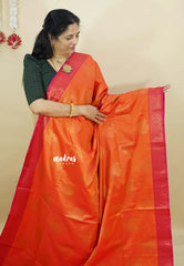 Dual Shade Sunset Orange - Kanimozhi - Soft silk with Contrast Pallu and Blouse