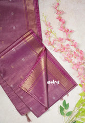 Magenta Purple - Soft Tissue Khadi Zari Border with Buttas - Best for Evening Functions