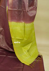 Mild Maroon - Soft Tissue khadi zari Border with buttas - Best for birthday function