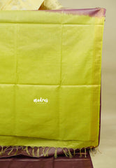 Mild Maroon - Soft Tissue khadi zari Border with buttas - Best for birthday function