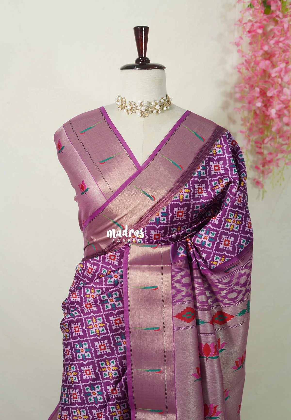 Magenta Purple - Sowbhagya Gift silk – Soft Silk Elegance Saree Premium Patola Dessign in Body Paithani Weaving  Border, Pallu and Blouse - Perfect for Festive Celebration