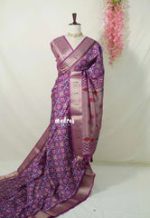 Magenta Purple - Sowbhagya Gift silk – Soft Silk Elegance Saree Premium Patola Dessign in Body Paithani Weaving  Border, Pallu and Blouse - Perfect for Festive Celebration