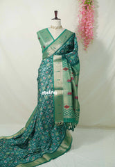 Classic Green - Sowbhagya Gift silk – Soft Silk Elegance Saree Premium Patola Dessign in Body Paithani Weaving  Border, Pallu and Blouse - Perfect for Festive Celebration