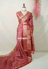 Tomato Red - Sowbhagya Gift silk – Soft Silk Elegance Saree Premium Patola Dessign in Body Paithani Weaving  Border, Pallu and Blouse - Perfect for Festive Celebration