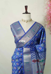 MS Amma Blue - Sowbhagya Gift silk – Soft Silk Elegance Saree Premium Patola in body Paithani Weaving  Border, Pallu and Blouse - Perfect for Festive Celebration