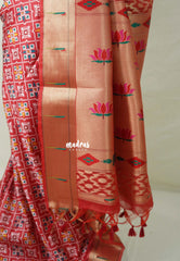 Tomato Red - Sowbhagya Gift silk – Soft Silk Elegance Saree Premium Patola Dessign in Body Paithani Weaving  Border, Pallu and Blouse - Perfect for Festive Celebration