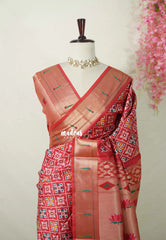 Tomato Red - Sowbhagya Gift silk – Soft Silk Elegance Saree Premium Patola Dessign in Body Paithani Weaving  Border, Pallu and Blouse - Perfect for Festive Celebration