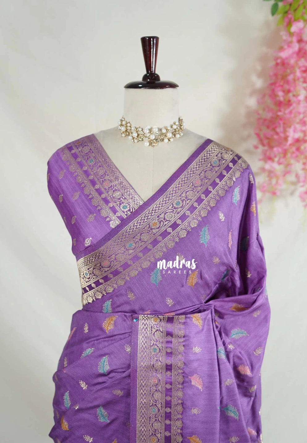 Lavender Purple - Sowbhagya Gift Silk – Matka Raw Silk Saree with Rich Weaving Pallu - Best for Diwali Festive | Temple Visit