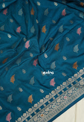Deep Teal Blue - Sowbhagya Gift Silk – Matka Raw Silk Saree with Rich Weaving Pallu - Best for Diwali Festive | Temple Visit