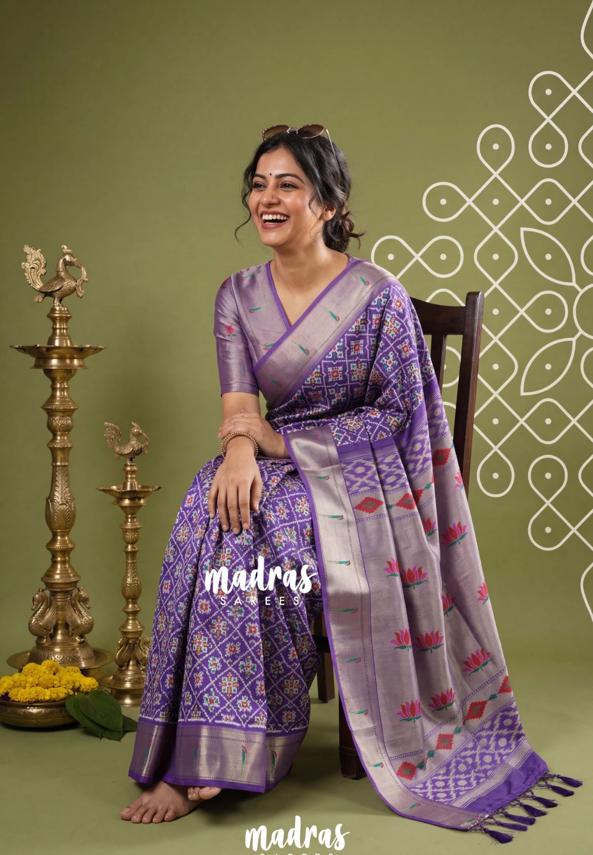 Lilac Purple - Sowbhagya Gift silk – Soft Silk Elegance Saree Premium Patola Dessign in Body Paithani Weaving  Border, Pallu and Blouse - Perfect for Festive Celebration