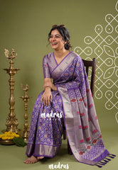 Lilac Purple - Sowbhagya Gift silk – Soft Silk Elegance Saree Premium Patola Dessign in Body Paithani Weaving  Border, Pallu and Blouse - Perfect for Festive Celebration