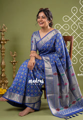 MS Amma Blue - Sowbhagya Gift silk – Soft Silk Elegance Saree Premium Patola in body Paithani Weaving  Border, Pallu and Blouse - Perfect for Festive Celebration