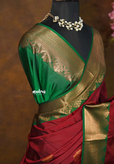 Reddish Maroon - Sowbhagya Gift silk – Soft Silk Elegance Saree with Rich Pallu and Blouse - Perfect for Festive Celebration