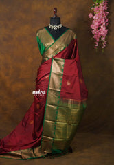 Reddish Maroon - Sowbhagya Gift silk – Soft Silk Elegance Saree with Rich Pallu and Blouse - Perfect for Festive Celebration
