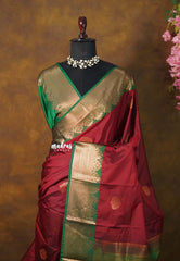Reddish Maroon - Sowbhagya Gift silk – Soft Silk Elegance Saree with Rich Pallu and Blouse - Perfect for Festive Celebration
