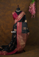 Ebony Black - Sowbhagya Gift silk – Soft Silk Elegance Saree with Rich Pallu and Blouse - Perfect for Festive Celebration