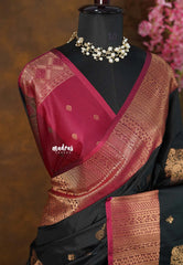 Ebony Black - Sowbhagya Gift silk – Soft Silk Elegance Saree with Rich Pallu and Blouse - Perfect for Festive Celebration