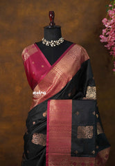 Ebony Black - Sowbhagya Gift silk – Soft Silk Elegance Saree with Rich Pallu and Blouse - Perfect for Festive Celebration