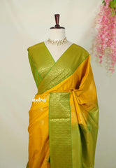 Golden Turmeric Yellow - Sowbhagya Gift silk – Soft Silk Elegance Saree with Contrast Border with Buttas - Perfect for Festive Celebration