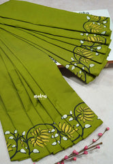(PRE-BOOKING) Chutney Green - Sowmiya - Organic Bamboo Cotton with lotus handblock prints