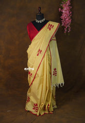 Butter Yellow - Sowmiya - Bamboo Cotton with Handblock Checks with Leaf Print Double Blouse Combo - Perfect for Office Wear