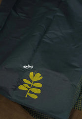 Charcoal Grey - Sowmiya - Bamboo Cotton with Handblock Checks with Leaf Print Double Blouse Combo - Perfect for Office Wear