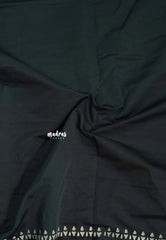 Charcoal Grey - Sowmiya - Bamboo Cotton with Handblock Checks in Border Plain Body Double Blouse Combo - Perfect for Office Wear