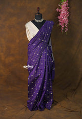 Royal Purple - Sowmiya - Bamboo Cotton with Handblock Checks with Flower Double Blouse Combo - Perfect for Office Wear