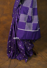 Royal Purple - Sowmiya - Bamboo Cotton with Handblock Checks with Flower Double Blouse Combo - Perfect for Office Wear