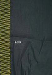 Charcoal Grey - Sowmiya - Bamboo Cotton with Handblock Checks with Flower Double Blouse Combo - Perfect for Office Wear