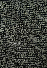 Halfwhite with Black blouse - Sowmiya - Organic Bamboo Cotton with semmozhi tamil handblock print