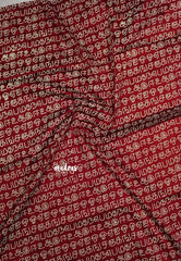Halfwhite with Maroon blouse - Sowmiya - Organic Bamboo Cotton with semmozhi tamil handblock print